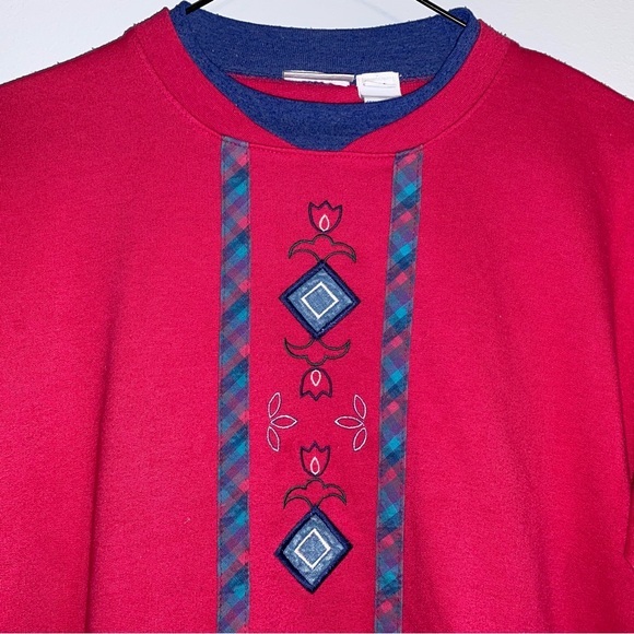 Vintage Pink and Blue Embroidered Sweatshirt - Picture 2 of 5